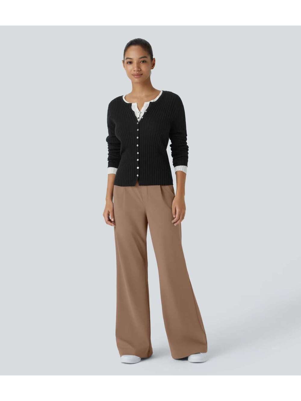 Halara Flex DayStretch High Waisted Pocket Work Flare Pants Burro Size Small - Picture 9 of 9